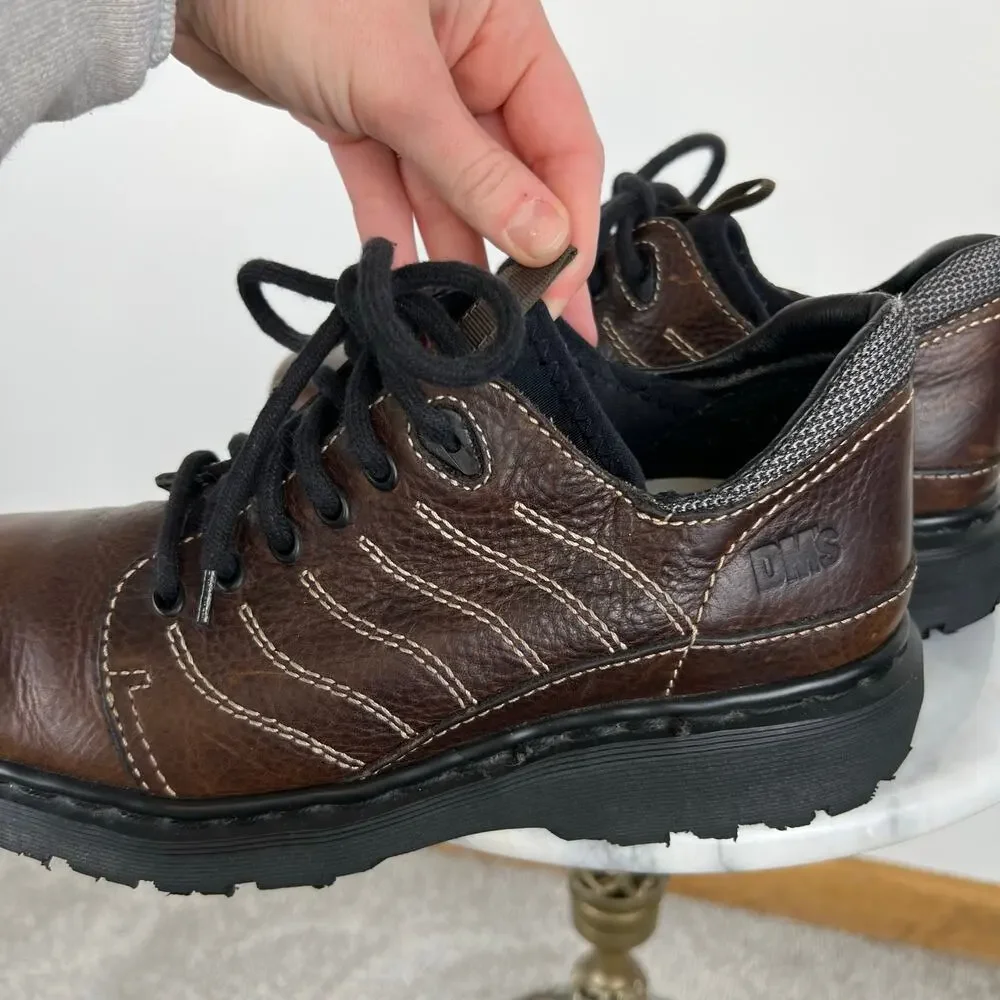 Vintage Dr Martens Brown Leather Chunky Lace Up Platform Shoes Made in England 9